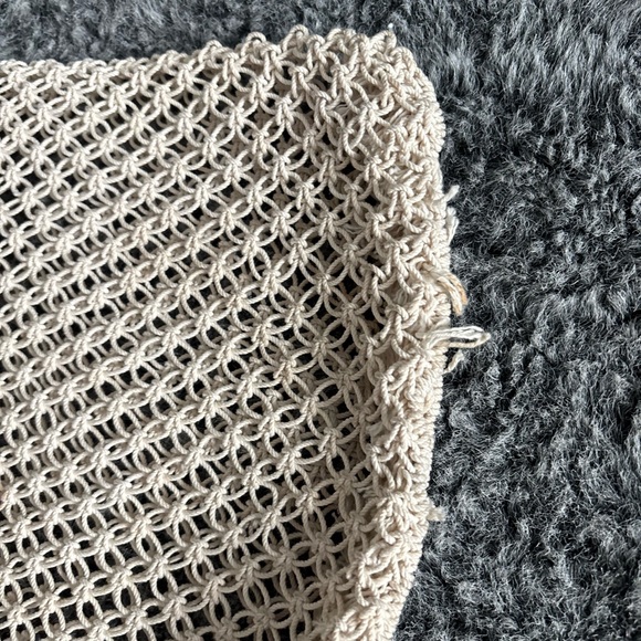 Cream and white boho crochet beach bag - Picture 7 of 9